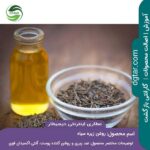 خرید اینترنتی روغن زیره سیاه در عطاری اینترنتی دیجیطار ( شیشه روغن در کنار زیره سیاه داخل ظرف شیشه ای)